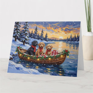 Bernedoodle Christmas Boat Holiday Card