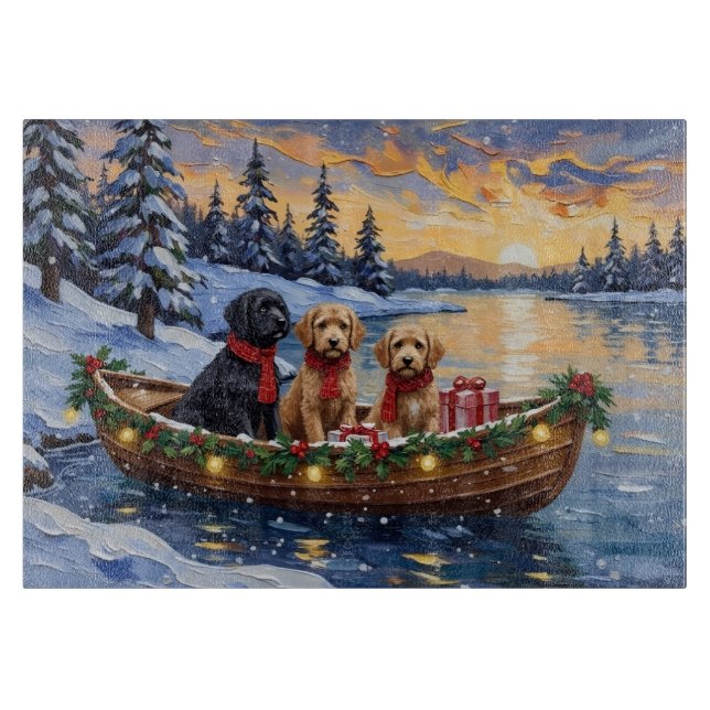 Bernedoodle Christmas Boat Holiday Cutting Board (Front)