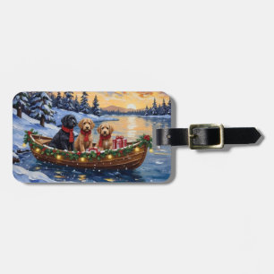 Bernedoodle Christmas Boat Holiday Luggage Tag