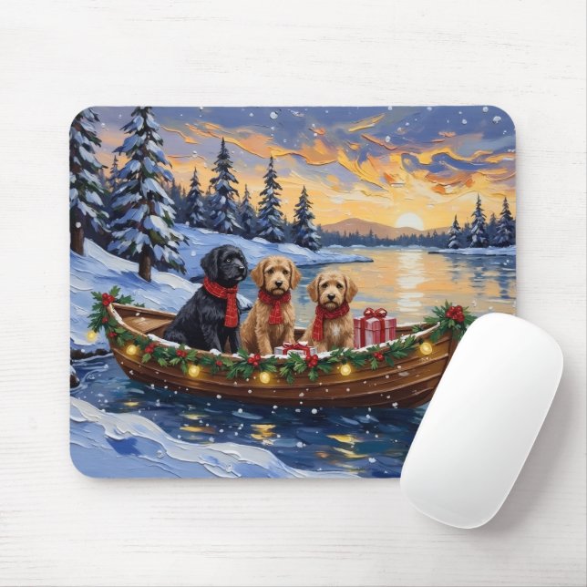 Bernedoodle Christmas Boat Holiday Mouse Pad (With Mouse)