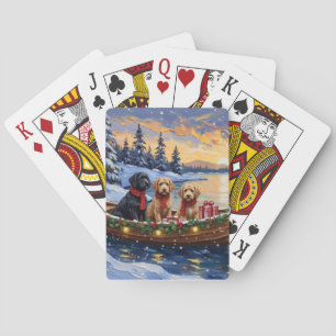 Bernedoodle Christmas Boat Holiday Poker Cards