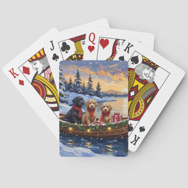 Bernedoodle Christmas Boat Holiday Poker Cards (Back)