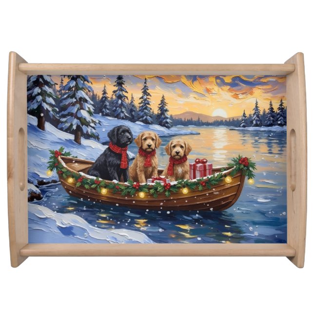 Bernedoodle Christmas Boat Holiday Serving Tray (Front)