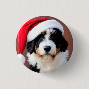 Bernedoodle Christmas Button