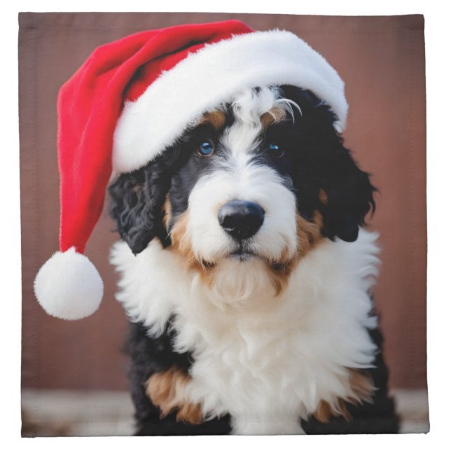 Bernedoodle Christmas Cloth Napkin (Front)