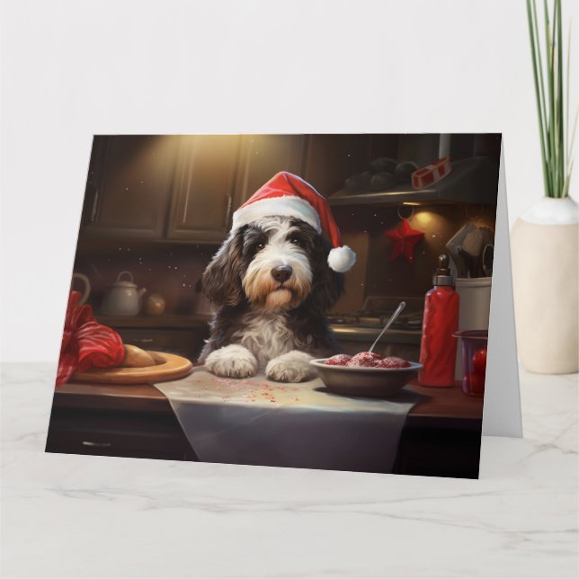 Bernedoodle Christmas Cookies Festive Holiday Card (Front)