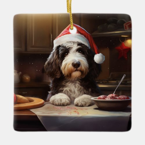 Bernedoodle Christmas Cookies Festive Holiday Ceramic Ornament
