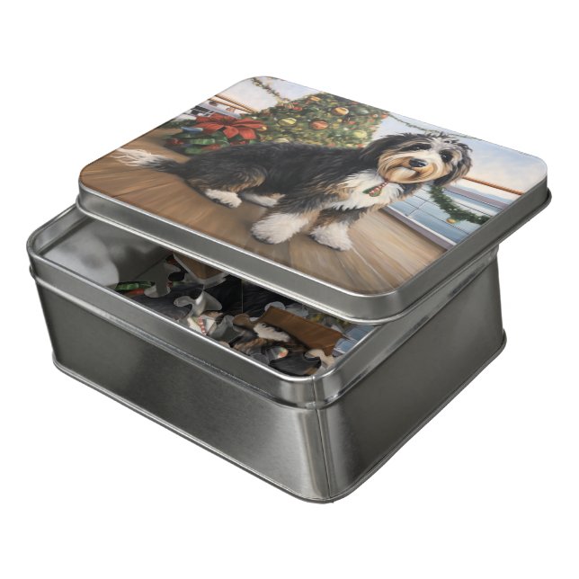 Bernedoodle Christmas Cruise: Pawsome Holiday  Jigsaw Puzzle (Lid Open)