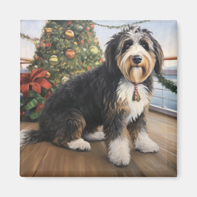 Bernedoodle Christmas Cruise: Pawsome Holiday  Magnet (Front)