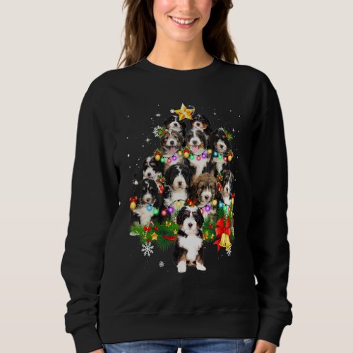 Bernedoodle Christmas Dog Tree Lights Pajamas Fami Sweatshirt
