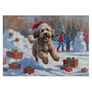 Bernedoodle Christmas Festive Snow Scene Cutting Board