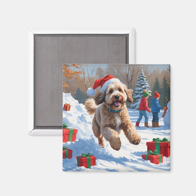 Bernedoodle Christmas Festive Snow Scene Magnet (Front/Back)