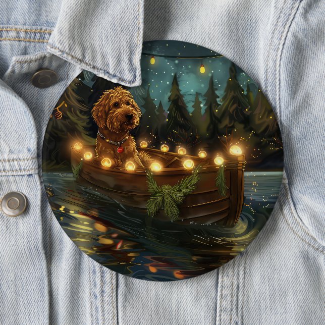 Bernedoodle Christmas Festive Voyage Button (In Situ)