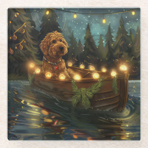 Bernedoodle Christmas Festive Voyage Glass Coaster