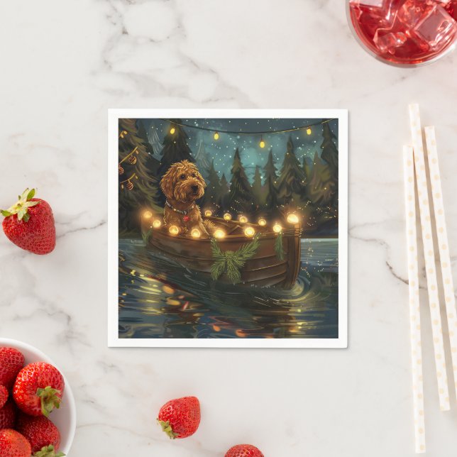 Bernedoodle Christmas Festive Voyage Napkins (Insitu)