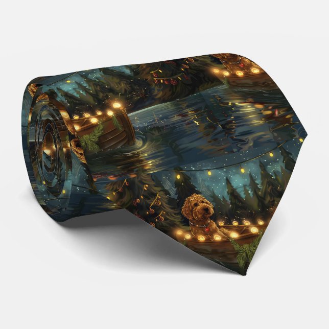 Bernedoodle Christmas Festive Voyage Neck Tie (Rolled)