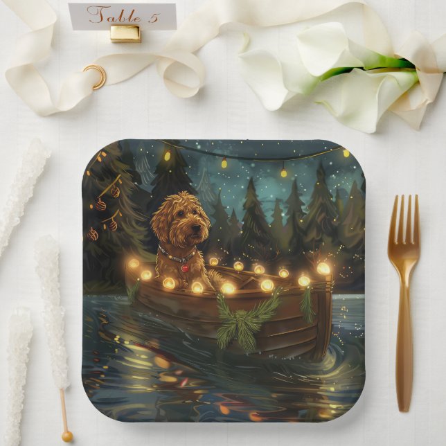 Bernedoodle Christmas Festive Voyage Paper Plates (Wedding)