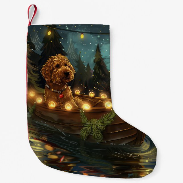 Bernedoodle Christmas Festive Voyage Small Christmas Stocking (Front)