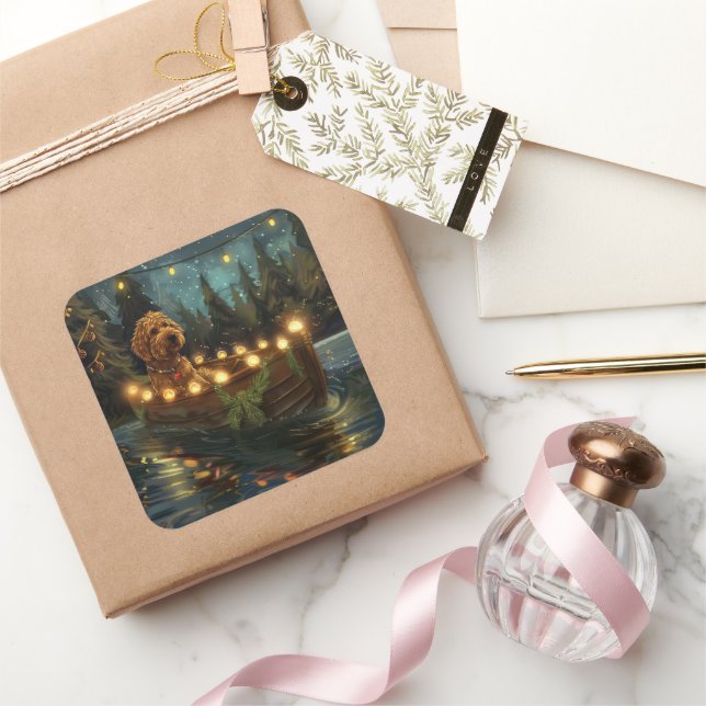 Bernedoodle Christmas Festive Voyage Square Sticker (Gifting)