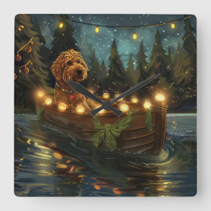 Bernedoodle Christmas Festive Voyage Square Wall Clock