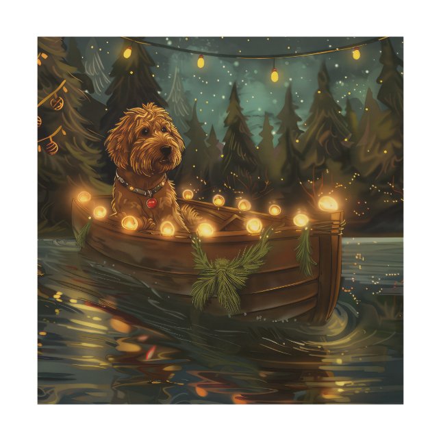 Bernedoodle Christmas Festive Voyage Wood Wall Art (Front)