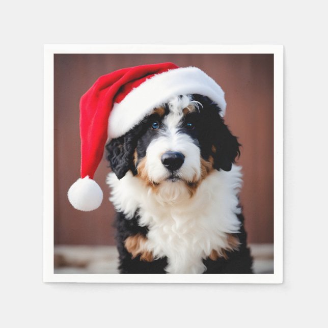 Bernedoodle Christmas Napkins (Front)
