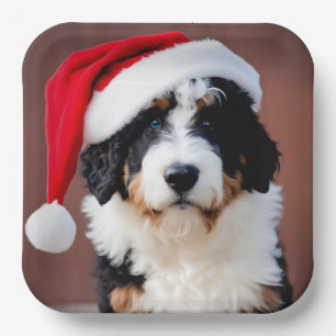 Bernedoodle Christmas Paper Plates