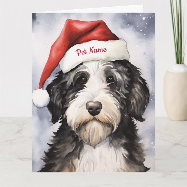 Bernedoodle Christmas Personalized  Card (Front)