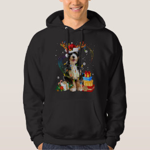 Bernedoodle Christmas Reindeer Santa Lights Dog Xm Hoodie
