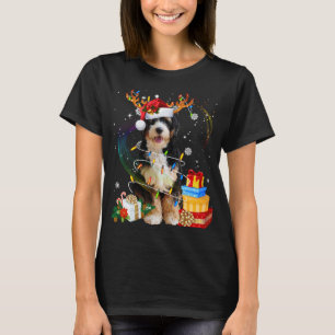 Bernedoodle Christmas Reindeer Santa Lights Dog Xm T-Shirt