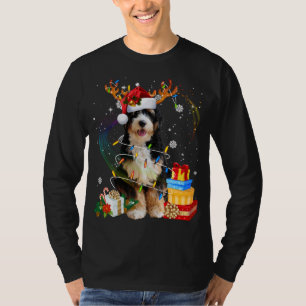 Bernedoodle Christmas Reindeer Santa Lights Dog Xm T-Shirt