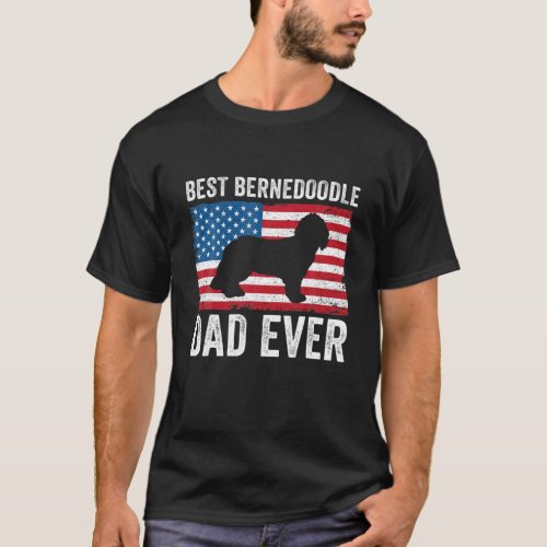 Bernedoodle Dad Daddy American Flag Bernedoodle Lo T_Shirt
