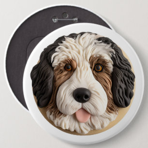 Bernedoodle Dog 3D Inspired Button