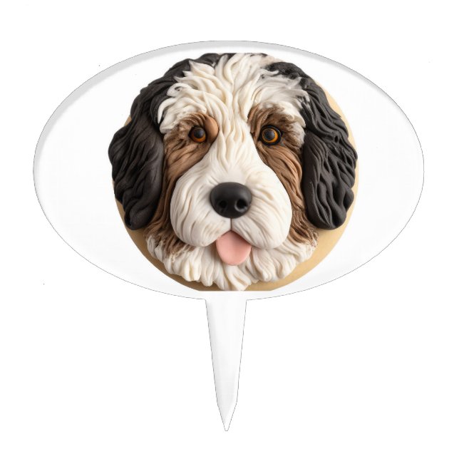 Bernedoodle Dog 3D Inspired Cake Topper (Front)