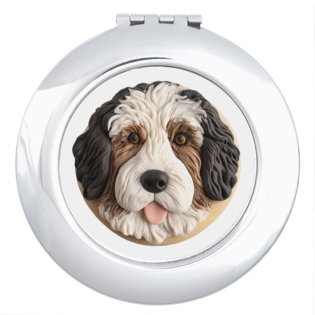 Bernedoodle Dog 3D Inspired Compact Mirror (Front)