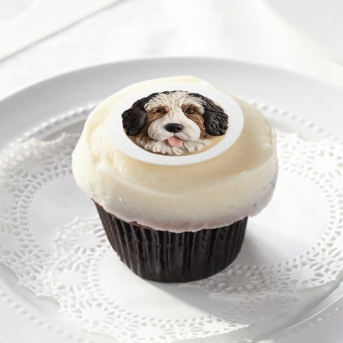 Bernedoodle Dog 3D Inspired Edible Frosting Rounds