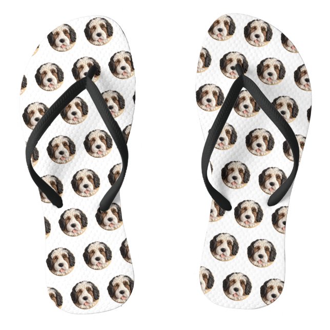 Bernedoodle Dog 3D Inspired Flip Flops (Footbed)