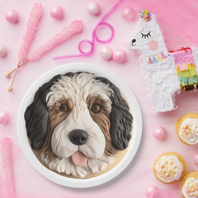 Bernedoodle Dog 3D Inspired Paper Plates (Party)