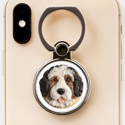 Bernedoodle Dog 3D Inspired Phone Ring Stand