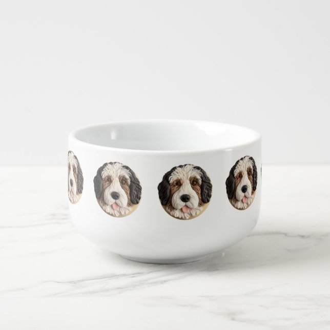 Bernedoodle Dog 3D Inspired Soup Mug (Front)