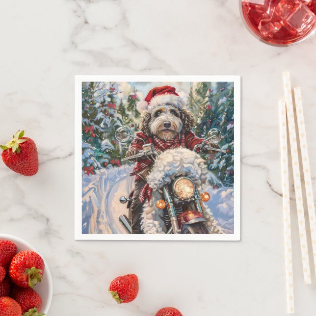 Bernedoodle Dog Christmas Napkins (Insitu)