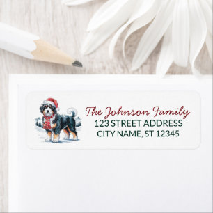 Bernedoodle Dog Christmas Return Address           Label