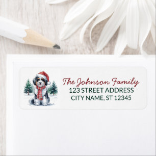 Bernedoodle Dog Christmas Return Address           Label