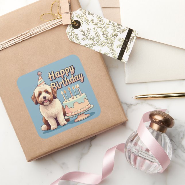 Bernedoodle Dog Colorful  Square Sticker (Gifting)