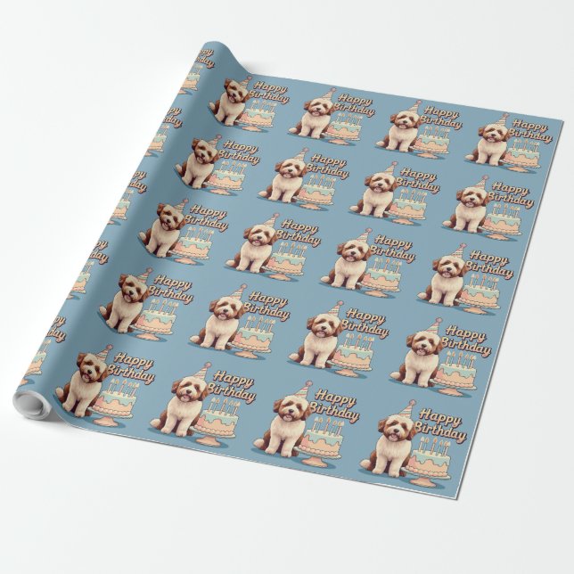 Bernedoodle Dog Colorful  Wrapping Paper (Unrolled)