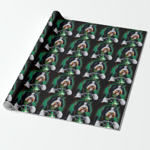 Bernedoodle Dog driving bike St. Patrick's Day Wrapping Paper