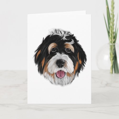 Bernedoodle Dog Face Card