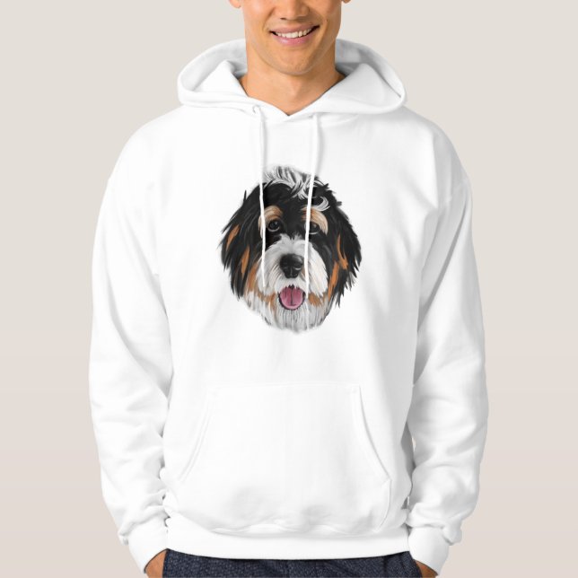 Bernedoodle Dog Face Hoodie (Front)