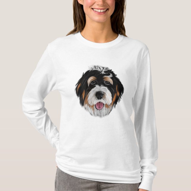 Bernedoodle Dog Face T-Shirt (Front)
