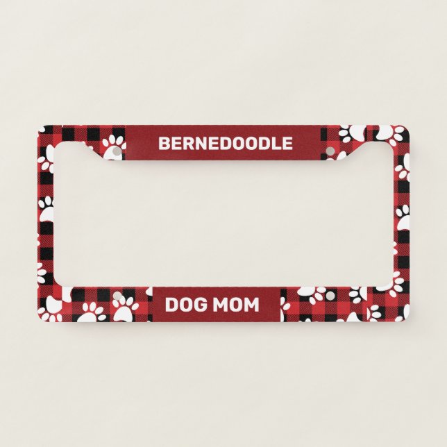 Bernedoodle Dog Mom License Plate Frame (Front)